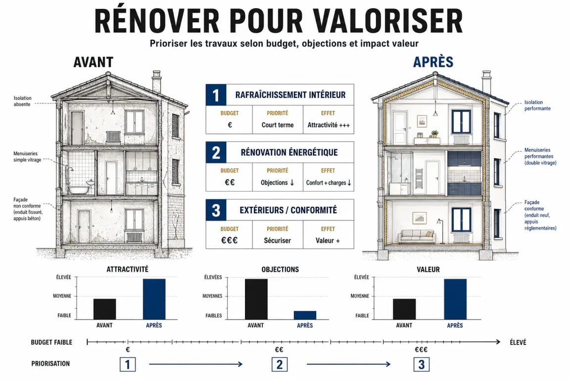 Valoriser son bien immobilier grâce à des travaux de rénovation : priorités entre rafraîchissement, énergie et extérieur