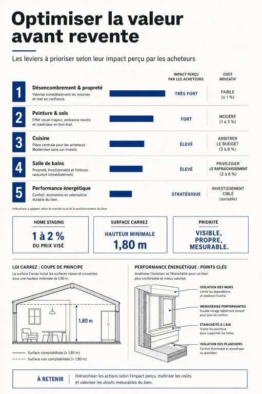 Optimiser la valeur de son bien immobilier avant une revente : priorités de travaux et budget